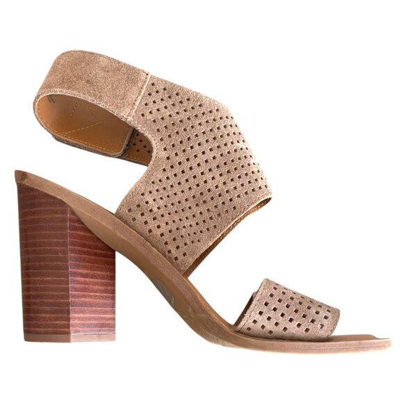 FRANCO SARTO Taupe Brown Delores Laser-Cut Women's Heeled Sandals Size 8.5M - Picture 5 of 9